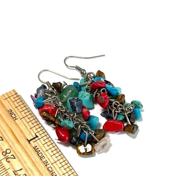 Earrings Stone Chips Dangles Drops - Picture 1 of 10